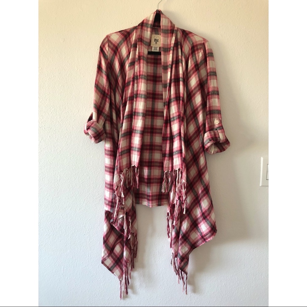 Beautiful Billabong plaid shirt with fringes